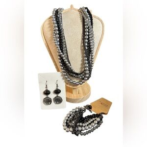 Elegant Black and Silver Necklace Set